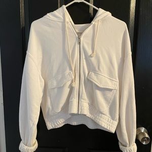White zip up hoodie